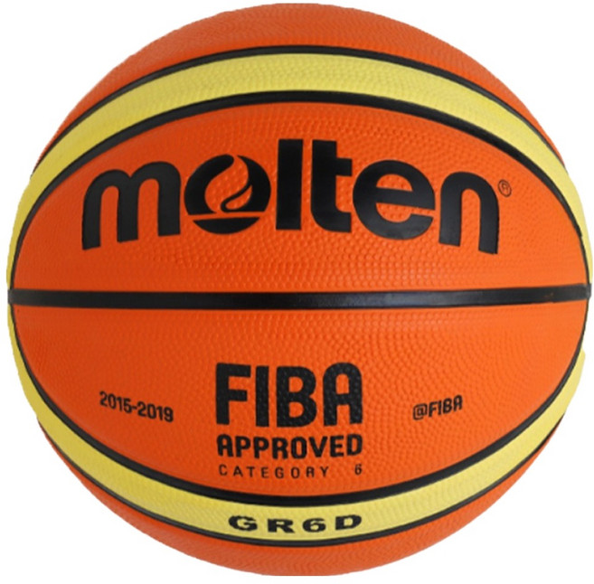 molten 橡膠深溝12片貼籃球 F 橘色 + 黃色, 1顆, BGR6D