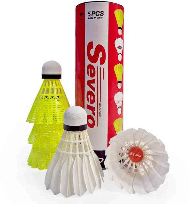 세베로 혼합5입 배드민턴 셔틀콕 깃털2개+나일론3개, 화이트 + 옐로우, 5개입, 1개