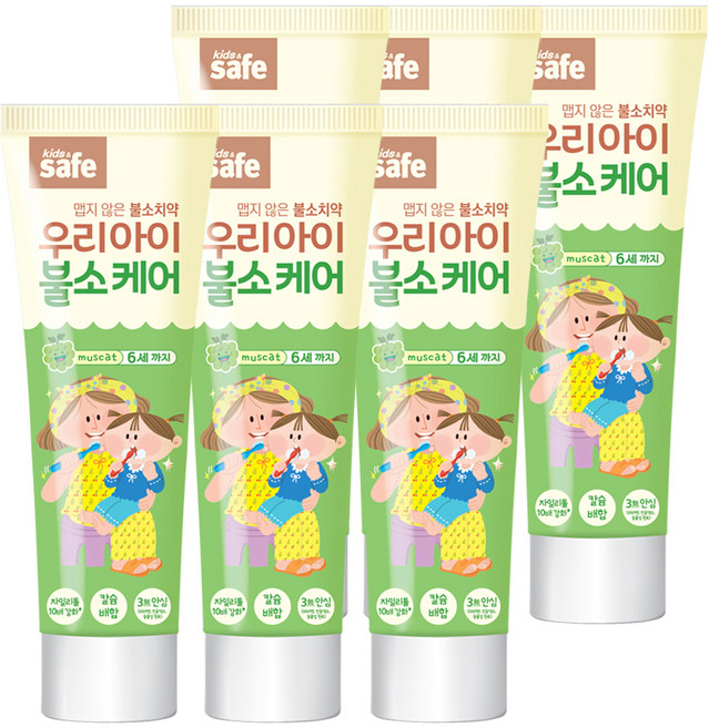 키즈세이프 우리아이 불소케어 치약 1~6세, 60g, 6개