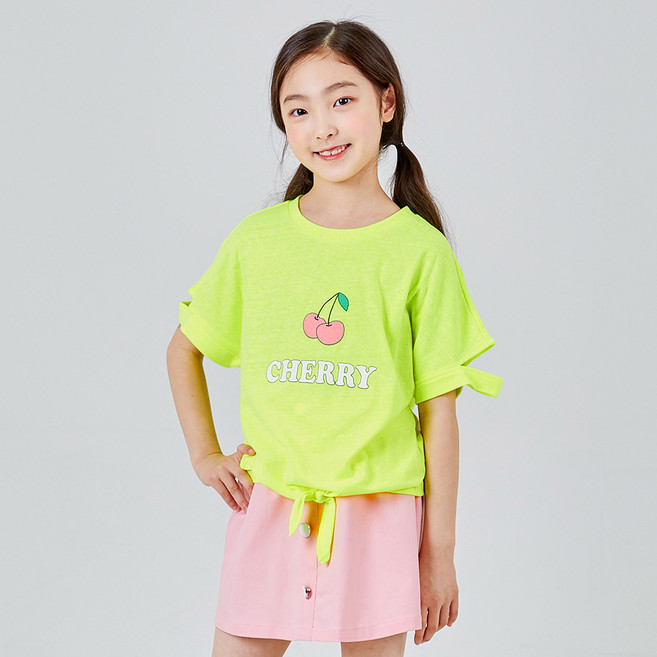 스푼 여아용 체리크롭 티셔츠
