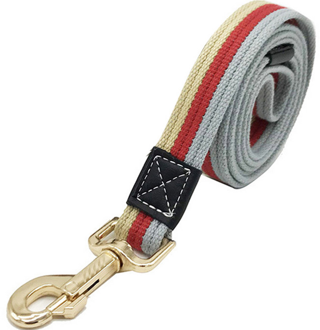 펫츠몬 소프트롱 반려동물 리드줄, 레드 + 베이지 + 그레이 스트라이프, 1개