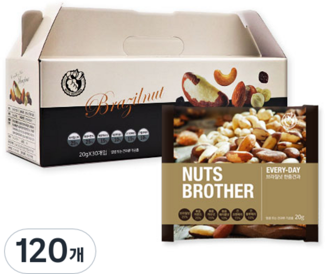 너츠브라더 브라질넛 한줌견과, 120개