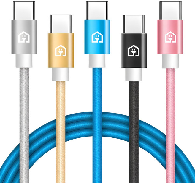 홈플래닛 패브릭 고속충전케이블 C타입, 2m, 혼합색상, 5개