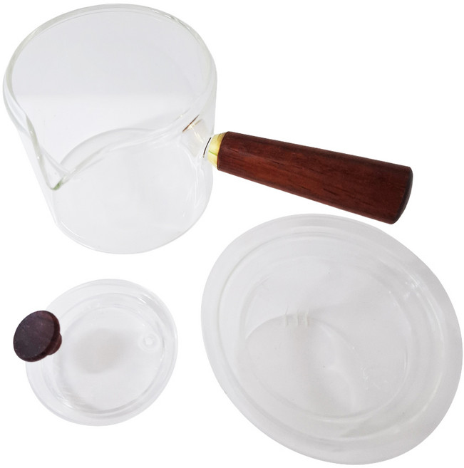 茶為國飲 木柄耐熱玻璃泡茶壺 11 x 19cm, 透明, 1組, 490ml