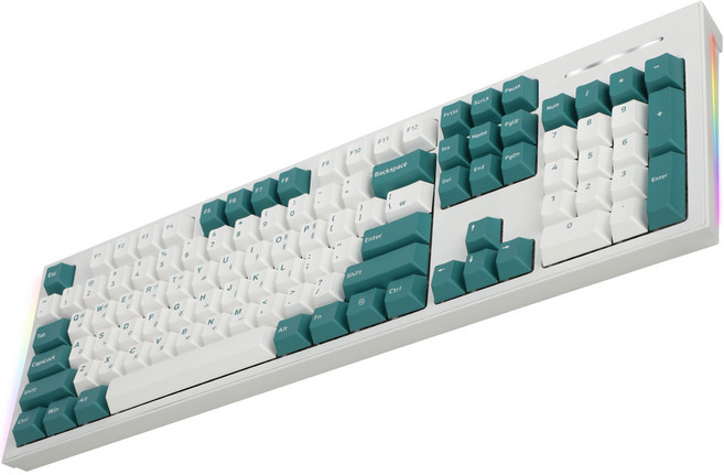COX 축교환 기계식 게이밍 유선 일반형 키보드, 터키쉬그린&화이트, CK01 PBT SL, 백축, 1개