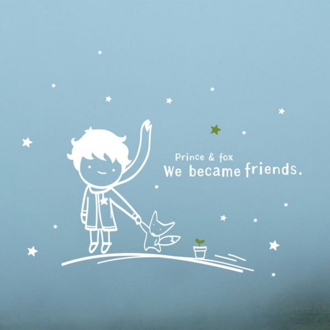 프롬프렌즈 미니어린왕자님 월데코 스티커, 화이트