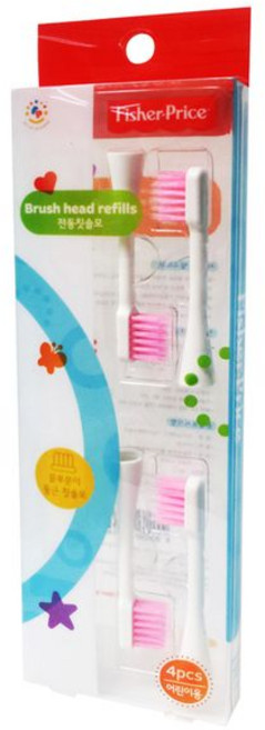 피셔프라이스 어린이전동칫솔모4P, 핑크, 1개