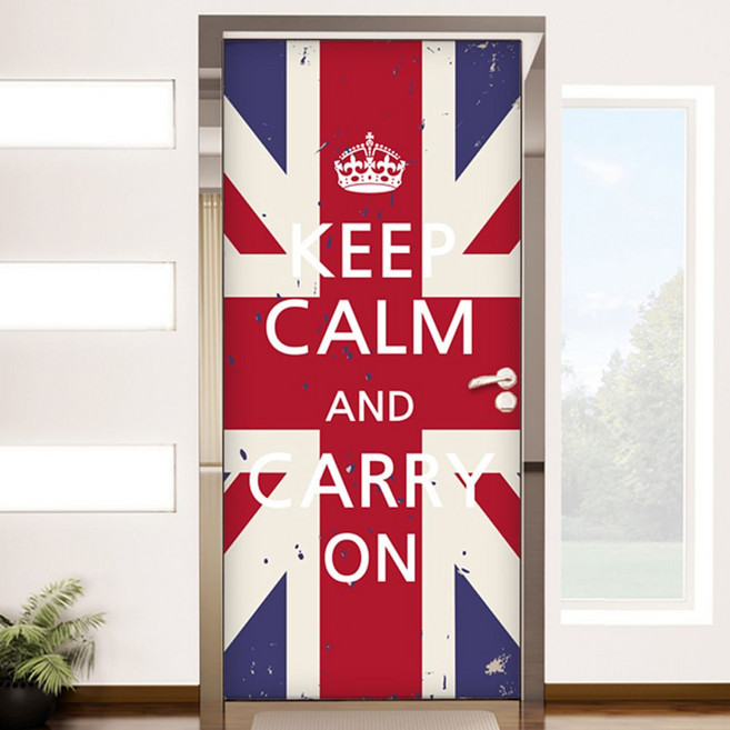 꾸밈 현관문 시트지, Keepcalm(빈티지), 100 x 210 cm