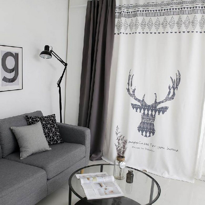 화이트 암막커튼 노르딕디어