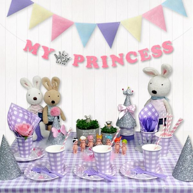 와우파티코리아 테이블 세트, 라벤더풀체크, 1개