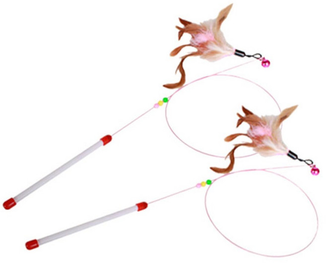 와이어 낚시대 고양이장난감, 깃털, 2개