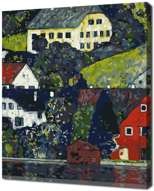 에코솔 셀프페인팅 명화시리즈 FX6447 아테제 호수 근처 운터아크의 집 c1916 BY 구스타프 클램트 4050, 1개