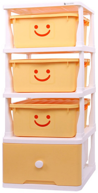 보노하우스 해피프렌즈4단 서랍장, 옐로우, 1세트