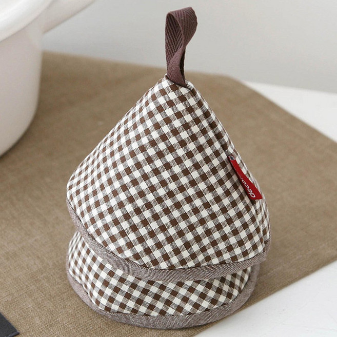 데코토닉 고깔 주방장갑, 브라운체크, 2개입, 1개