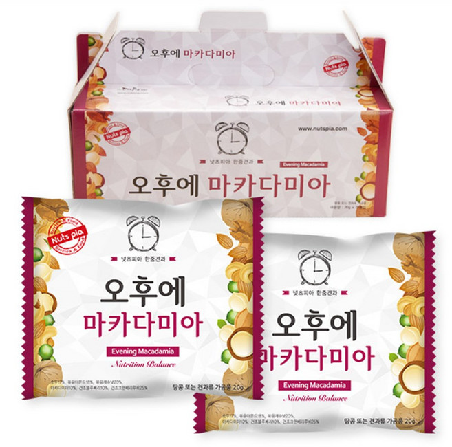 넛츠피아 한줌견과 오후에 마카다미아 견과 선물세트, 600g, 1개