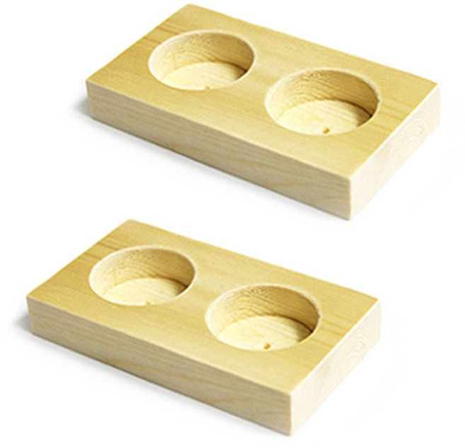 리버그린 원목캔들 2구홀더 베이지, 2개