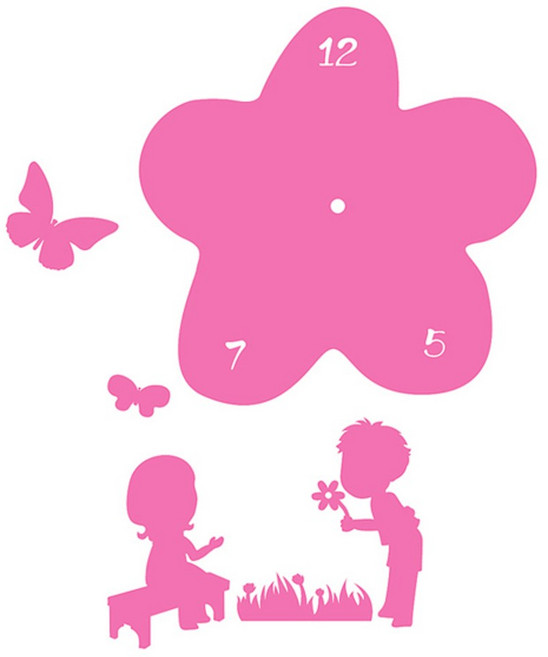 홈 인테리어 DIY 무소음벽시계 꽃을주는소년, 핑크