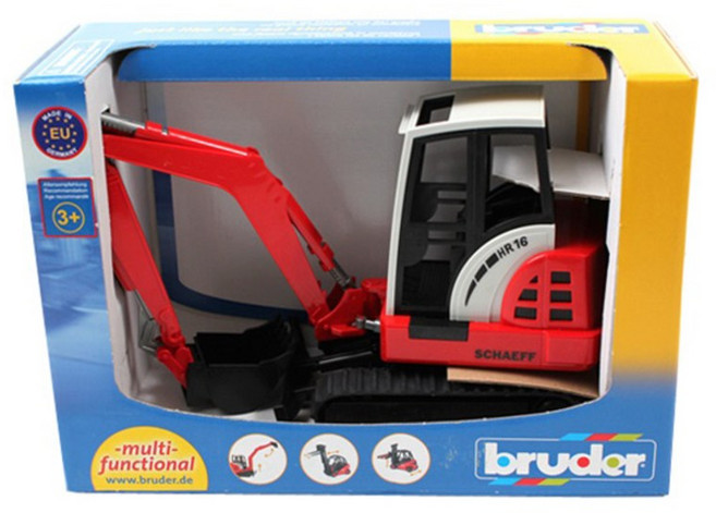 브루더 Schaeff HR16 미니 엑스커베이터 중장비 작동완구, 혼합색상, 1개