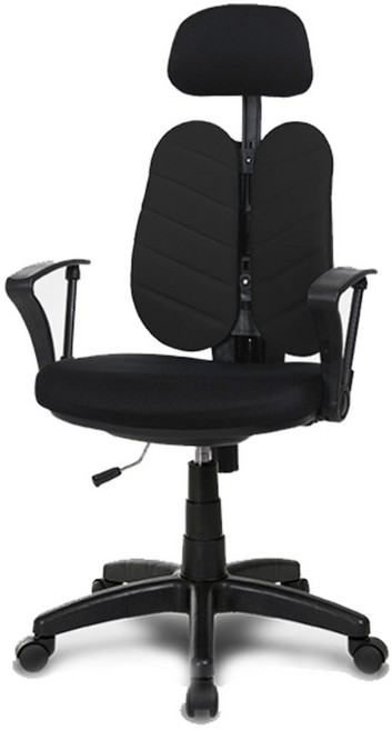 체어클럽 스터디팡J6 헤더형 블랙바디 인터록원단 학생/사무용의자, 블랙