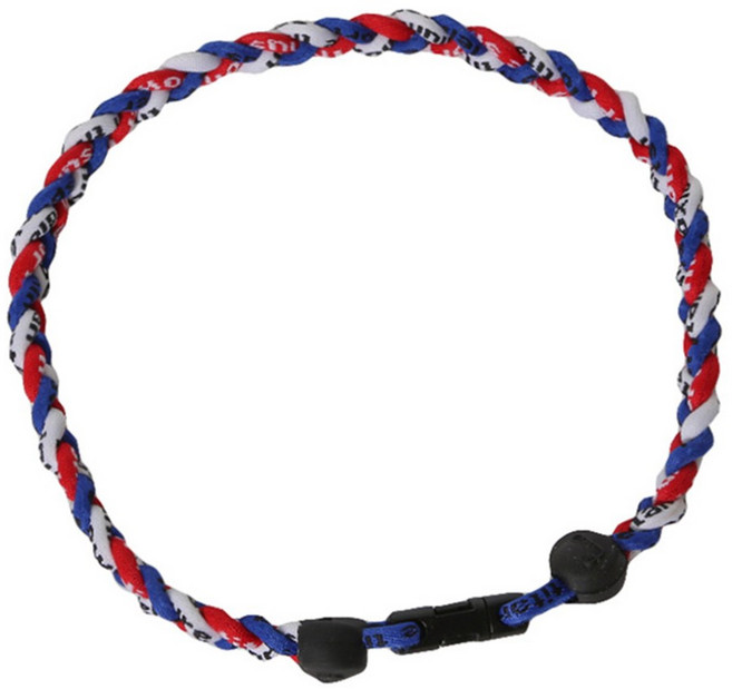 위빙네크리스 게르마늄 티타늄 목걸이, 진청+흰색+빨강, 1개