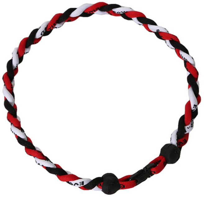 위빙네크리스 게르마늄 티타늄 목걸이, 빨강+흰색+검정, 1개