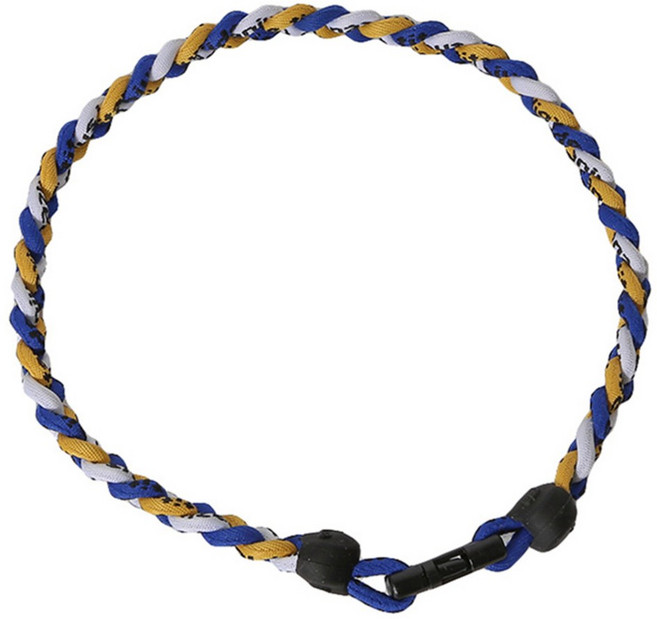 위빙네크리스 게르마늄 티타늄 목걸이, 진청+흰색+노랑, 1개