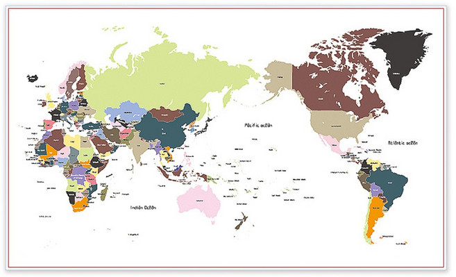 파랑디자인 세계지도 볼 수록 매력있네 영어 캔버스, 혼합 색상