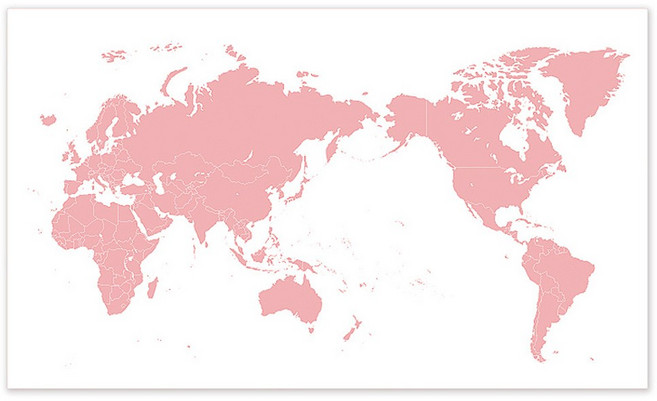 파랑디자인 세계지도 모던 취향 캔버스, 핑크