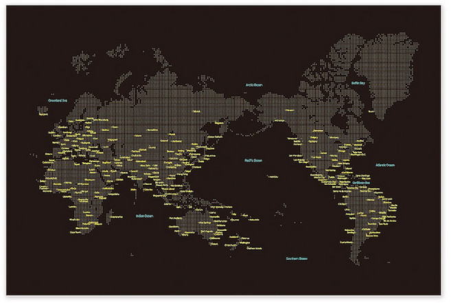 파랑디자인 세계지도 빛나는 밤이 좋아 천 스티커, 혼합 색상
