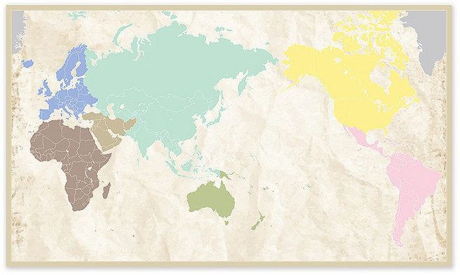 파랑디자인 세계지도 보물섬은 어디에 캔버스, 혼합 색상