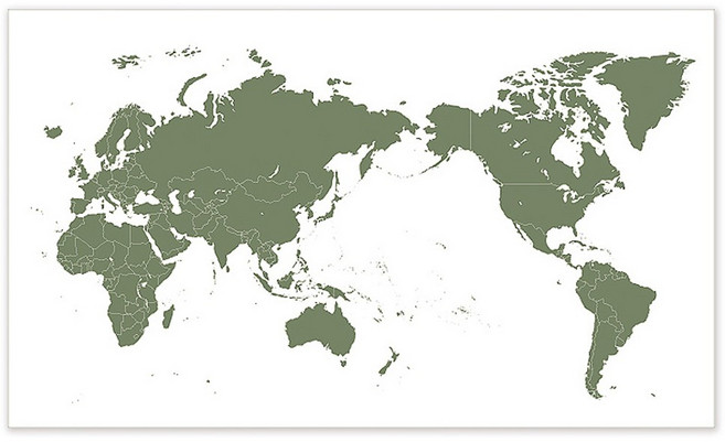 파랑디자인 세계지도 모던 취향 천 스티커, 카키