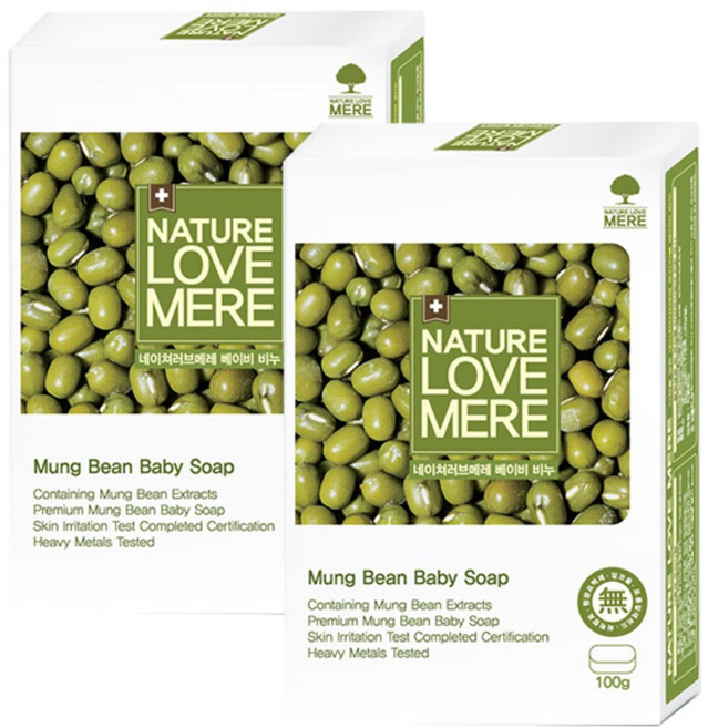 네이쳐러브메레 유아 녹두 베이비 비누, 100g, 2개