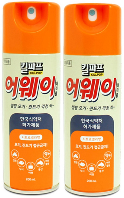 한국DBK 킬파프 어웨이모기/진드기기피제, 200ml, 2개