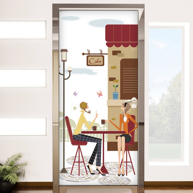 꾸밈 현관문시트지, 카페타임, 210 x 100 cm