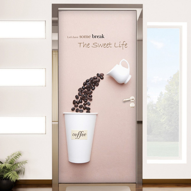 꾸밈 현관문 시트지, 감성을담은커피, 100 x 210 cm