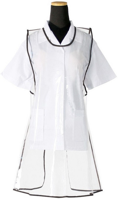 웰프런 에이앤지 우레탄 앞치마 원피스형, 투명 검정, 1개