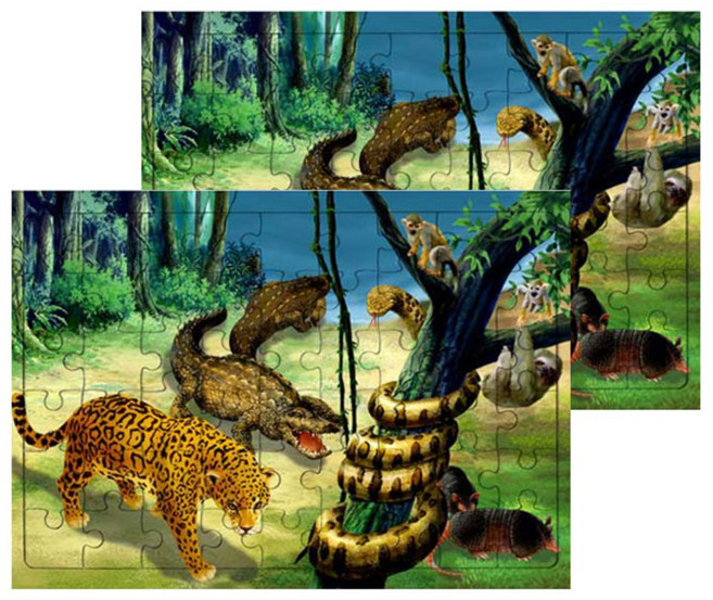 퍼즐러브 아마존 밀림의 동물 판퍼즐, 4세이상, 2개, 54피스