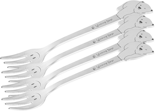 테이블아트 국산 윙킹베어 티포크, 혼합 색상, 4개