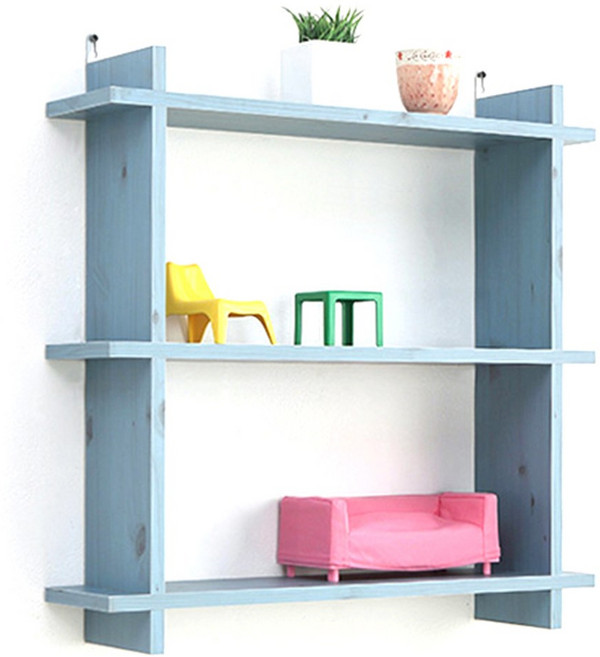 아라마가구 끼움 벽선반, 블루, 3단