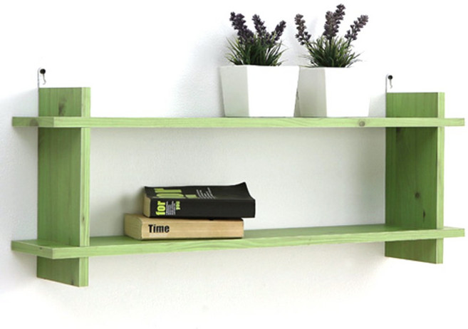 아라마가구 끼움 벽선반, 그린, 2단