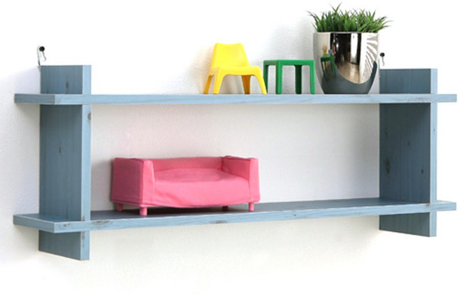 아라마가구 끼움 벽선반, 블루, 2단