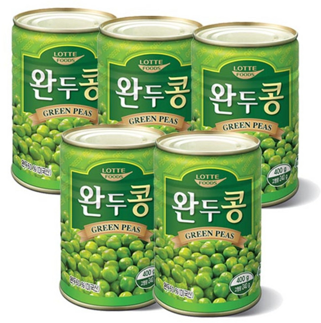 롯데푸드 완두콩통조림, 400g, 5개