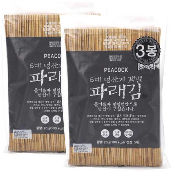 피코크 5대 명산지 갯벌 파래김20 x 3 전장, 6개