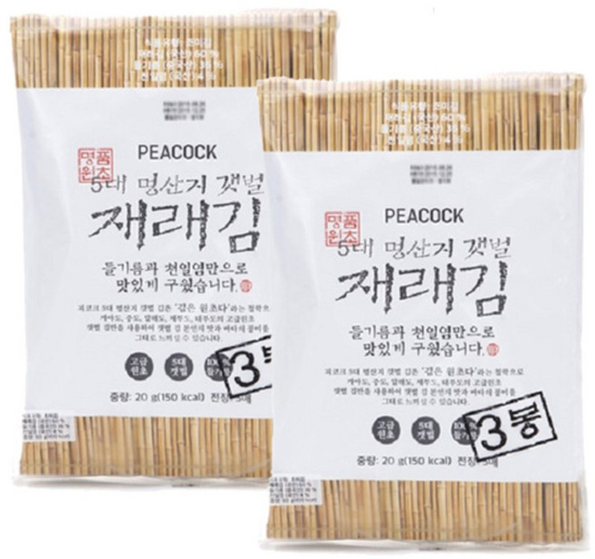 피코크 5대 명산지 갯벌 재래김 전장, 3개입 x 2개, 6개입