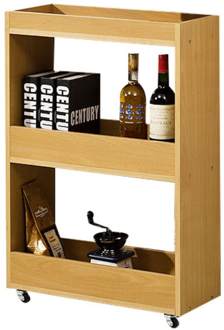 포메리트 이동식 틈새장 3단 주방선반 대, 메이플