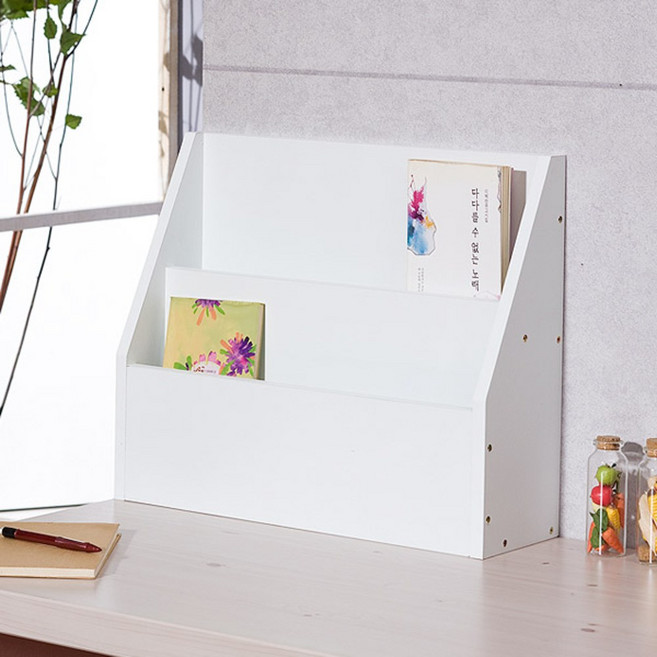 포메리트 트렌쉬대 스탠드 잡지꽂이, 화이트, 2단