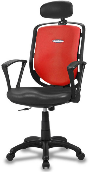 체어클럽 스마트백A6 고급형 체어 블랙바디 인조가죽, 레드