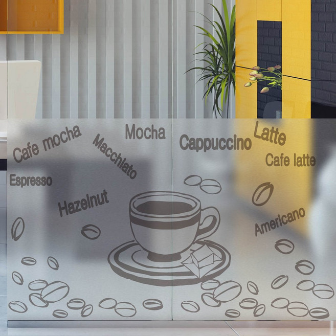꾸밈 글라스시트지, 원두 패턴 in cafe
