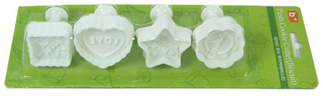 이홈베이킹 푸쉬 쿠키커터 세트 비스켓 4종, 1세트