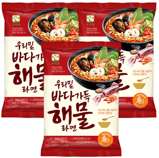 우리밀 우리밀 바다가득 해물라면, 3개
